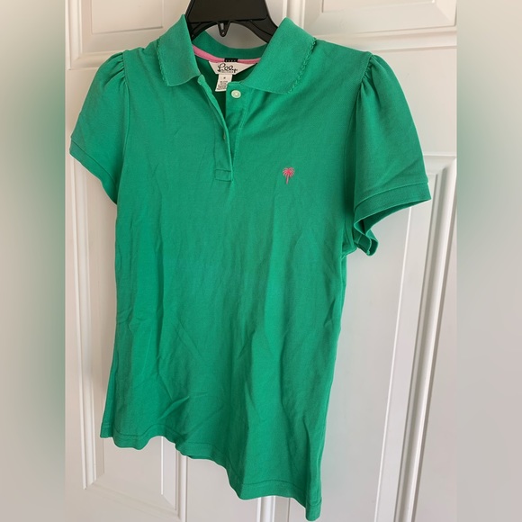 Vintage Lilly Pulitzer Girls Polo Shirt Size M Green Pima Cotton Blend Button - Picture 5 of 9